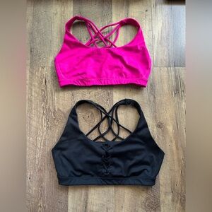Lot of 2 Victoria's Secret Pink and Black Crisscross Strappy Sports Bras sz M